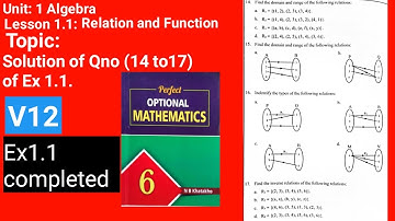 QNo(14 to 17) Ex1.1 #Class6PerfectOptionalMathematics U1 Algebra L1.1 Relation and Function V12