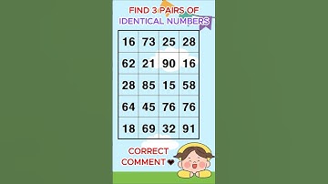 Find 3 pairs of identical numbers /Dementia Prevention Quizzes/Dementia Tests.208