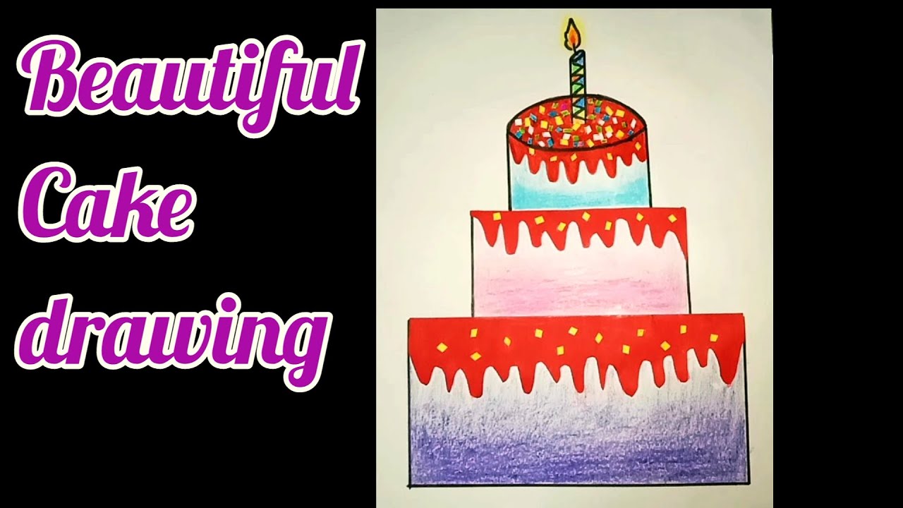 How to draw Cake🎂 Easy drawing of Beautiful Cake Decorative