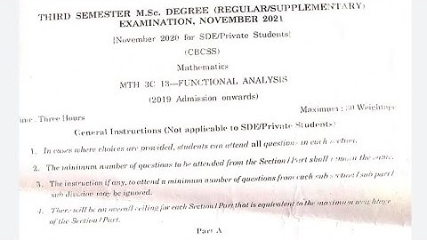 functional analysis Question paper 2021|MSC mathematics |third semester |calicut university