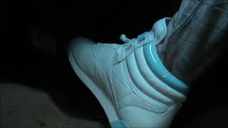 Driving in blue Reebok Freestyle
