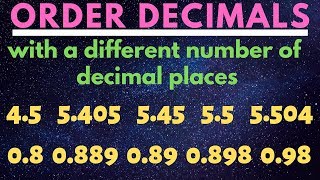 Sports Performance Order decimals with a different number of decimal places