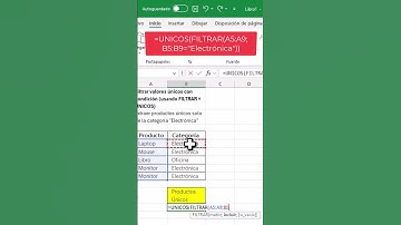 Excel: Extraer productos únicos solo de la categoría #excel #educaciónenlínea #exceltips