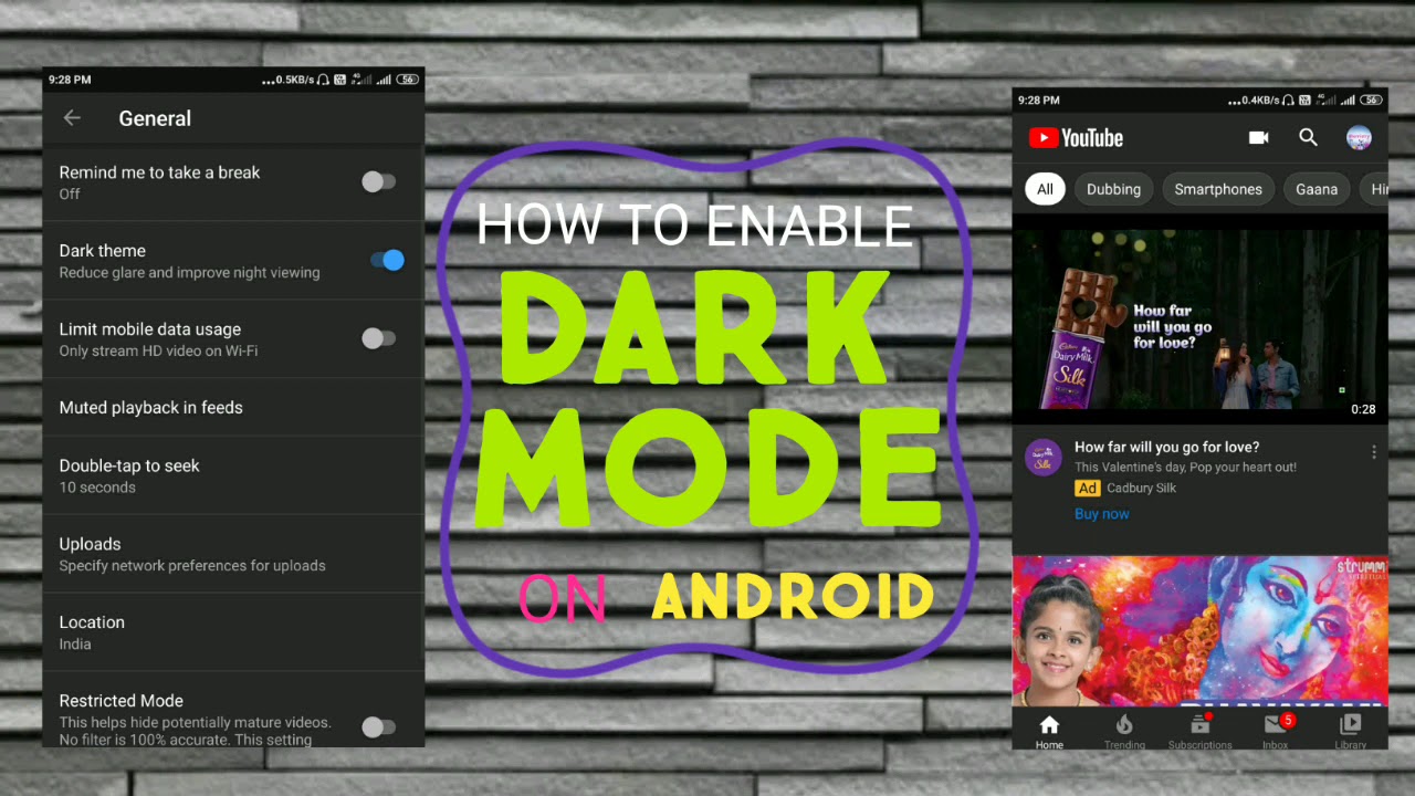 How To Enable Dark Mode On Youtube Android//By pradeep patel - YouTube