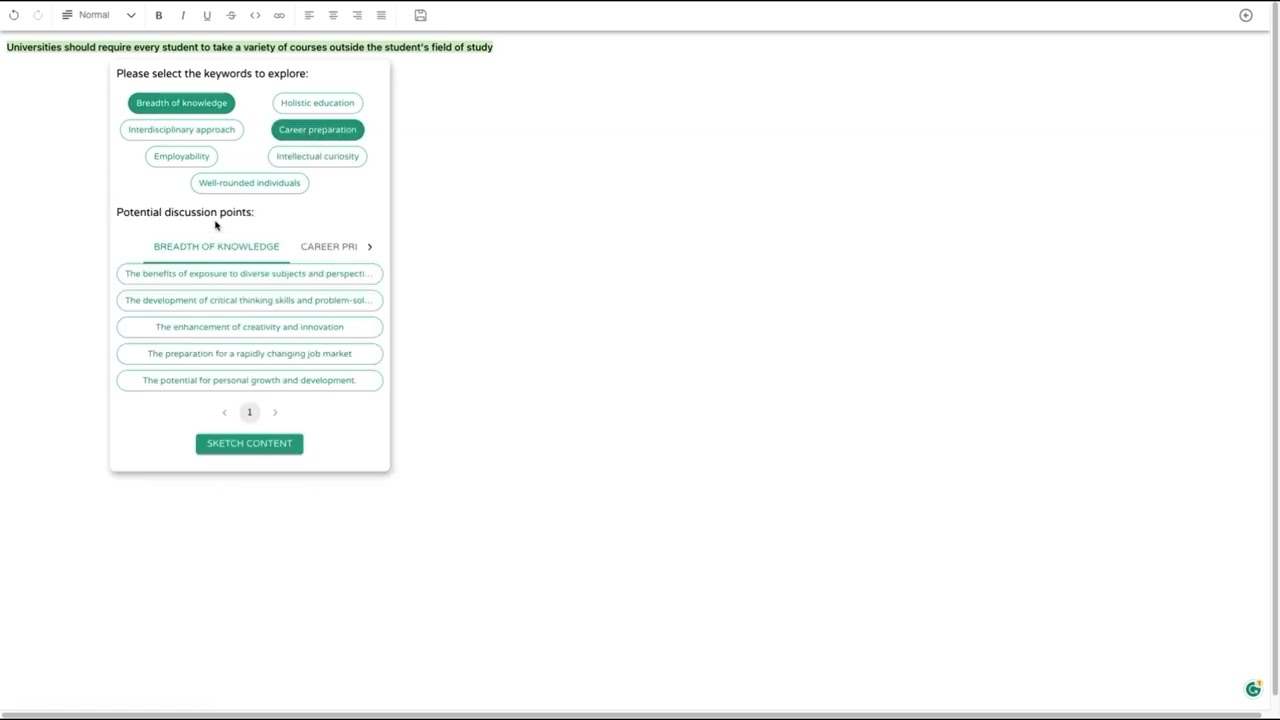 Step by step goal recommendation