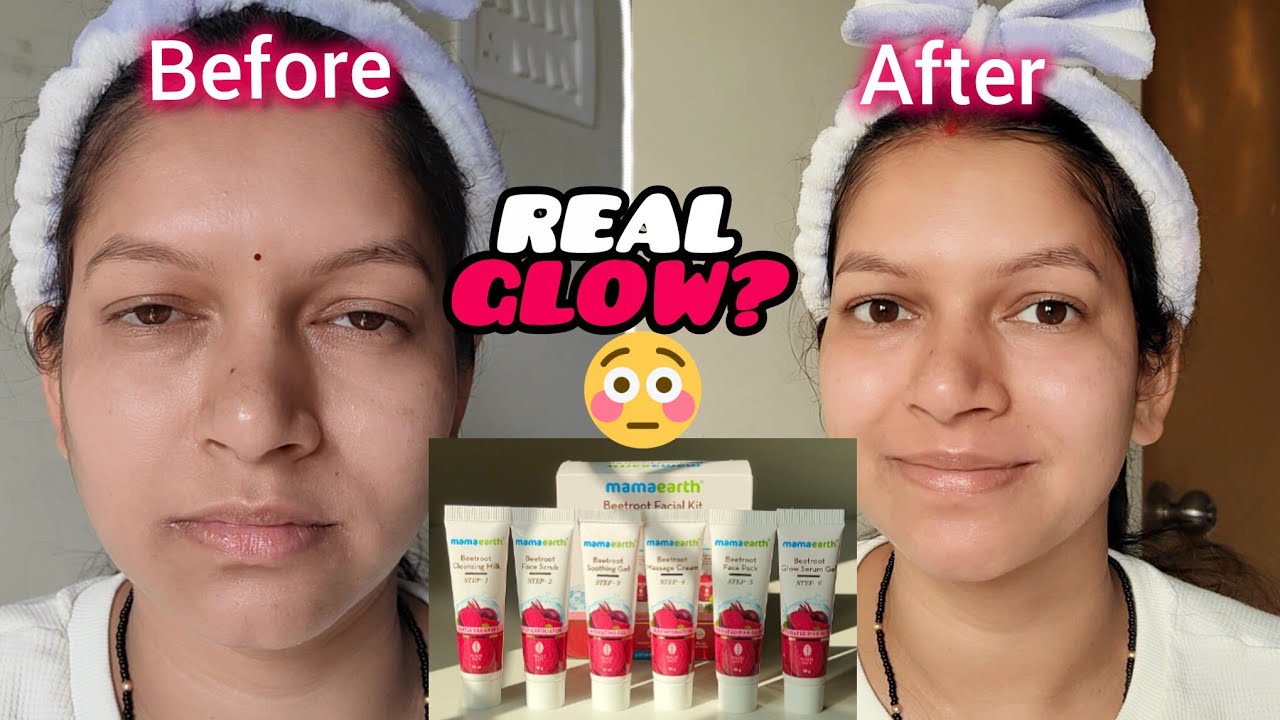 Mamaearth Beetroot Facial Kit Review | Step by Step Facial at Home | Before After Result #facial 