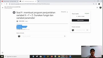 Soal 9 : membuat program penjumlahan variabel X + Y + Z. Menggunakan fungsi dan variabel parameter