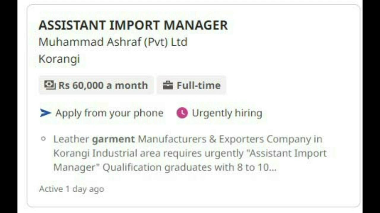 IMPORT MANAGER (JOB) YouTube