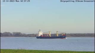 BBC VESUVIUS Imo: 9508471 Tiefe: 5.6m L&B: 125.8 x 22.32 m MONTOIR --) HAMBURG 13.11.2023 Elbe