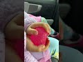 Little sis playing with pink gumdrop! 💗