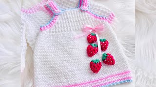 BERRY BLOSSOM BABY OVERALLS DRESS/ FROCK: Super cute crochet strawberry JUMPER PATTERN NB -TD sizes by Crochet for Baby 7,976 views 2 months ago 1 hour, 1 minute