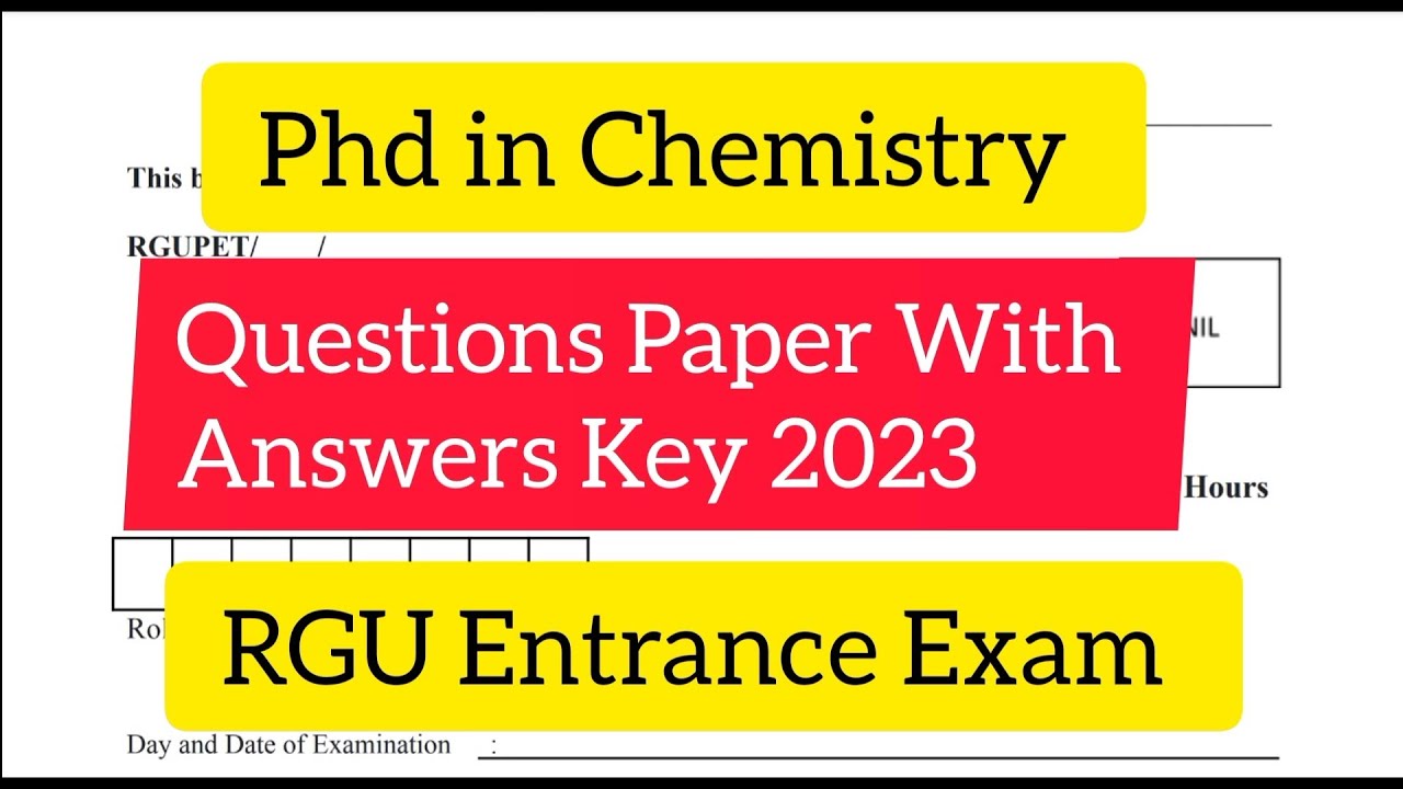 Phd in Chemistry Question paper 2023 ll RGUCET 2023 ll Answer key ll  CUET Phd Chemistry QP 2023