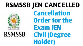 RSMSSB JEN 2020:EXAM CANCELLED ,Cancellation Order for the Exam JEN Civil (Degree Holder)