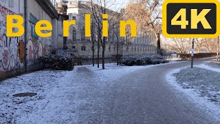 4K - Berlin Spree Promenade Walk - February 2023 - Hackesher Markt - Light Snow Coverage