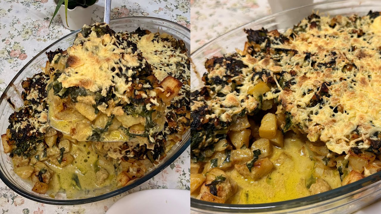 غراتان السلق و البطاطامفرمج  خفيف و ساهل ديريه و استمتعي بالبنة😍