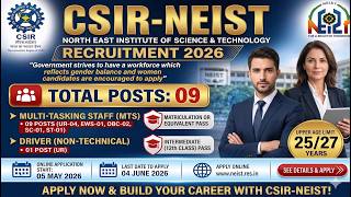 CSIR NEIST Jorhat Recruitment 2026 | Eligibility , Selection Process #job #assam #csirnet #mts #yt