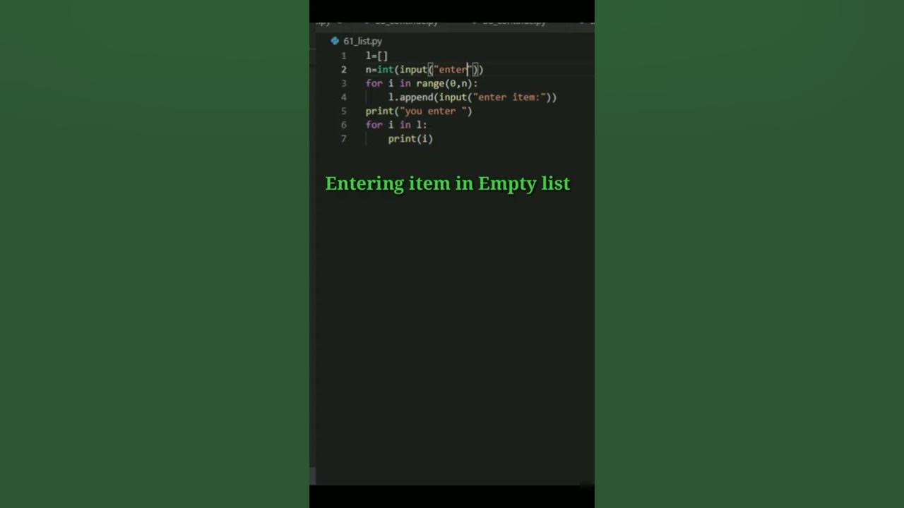 Entering items in Empty list using Python - YouTube