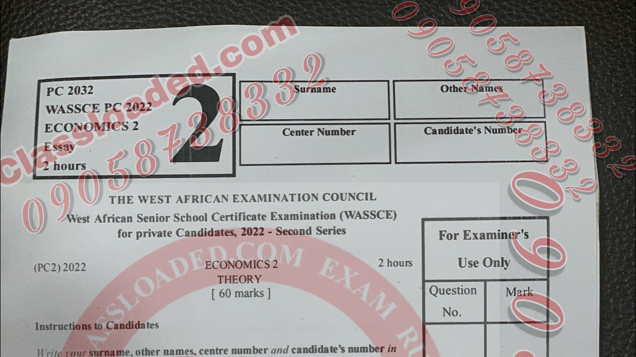 2023 WAEC GCE Economics Questions and Answers (Essay and Objectives ...