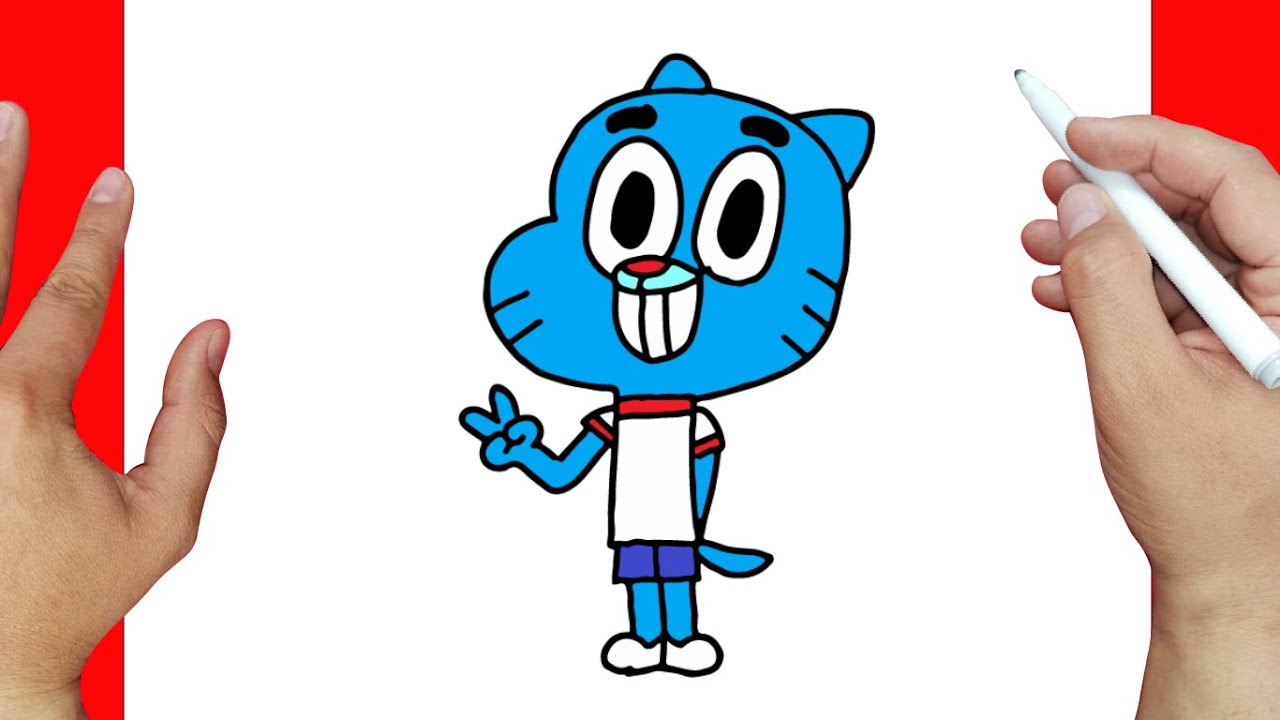 como dibujar a gumball paso a paso | Dibujos fáciles - YouTube
