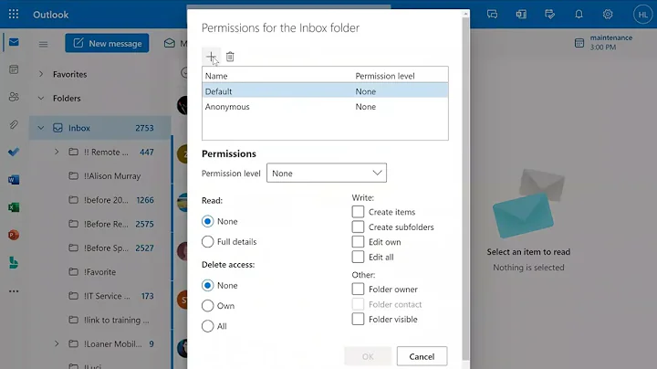 Sharing Outlook folder or inbox permission