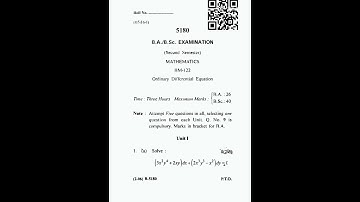 ordinary differential equations question paper, 2016# cdlu#