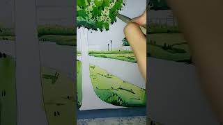 Simple nature drawing with watercolor drawing watercolor