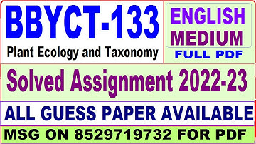 bbyct 133 solved assignment 2022-23 / bbyct 133 solved assignment 2023 in English / ignou bscg