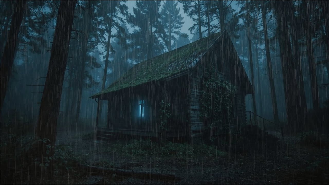 ⛈️ Stormy Rain Night at a Wooden Cabin in the Woods | Sleep Fast
