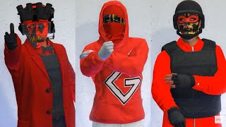 GTA V - 5 Easy Tryhard outfits tutorial #50 (Red Outfits 2022)