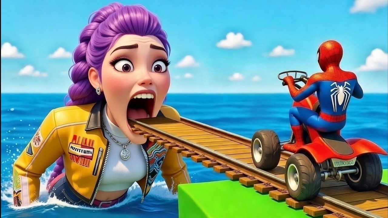 SPIDER MAN against HULK on Motorcycle in RAINBOW SPIDERS BRIDGE - GTA MULTIVERSE?