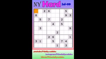 The New York Times Daily #Sudoku 2025-07-09 Hard #puzzle #games #education #braingames