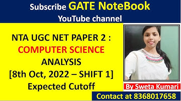 UGC NET Analysis Computer Science 2022 (8 Oct) | UGC NET 2022 Answer Key & Expected Cut Off Analysis