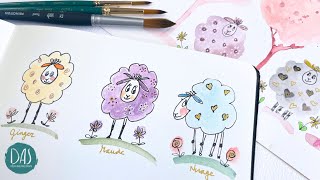 Watercolor Cute Cotton Candy Sheep & Trees with me - perfect beginners painting (+ supplies update)