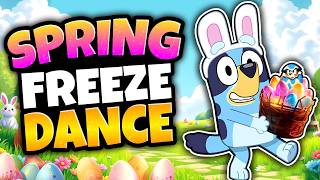 Bluey Spring Freeze Dance 🌸 Easter Brain Break For Kids | Movement Game