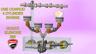 1 Con Rod with 4 Pistons  How Ducati Elenore 868 Engine Works in 3D