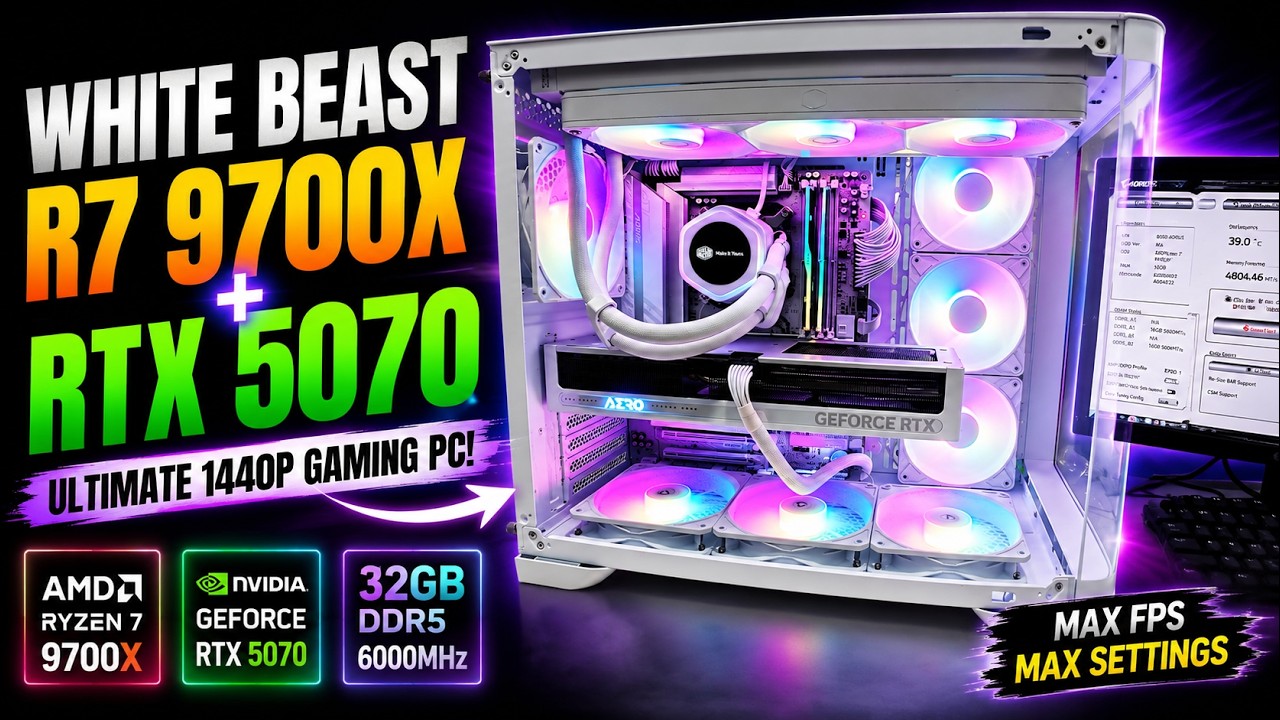 🔥 Ryzen 7 9700X + RTX 5070 White Gaming PC Build | No Talking