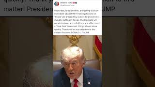 Trump Says Israel &amp; Iran Want an Immediate Ceasefire! #Israel #Iran #Trump #Ceasefire