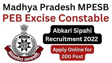MPESB excise constable vacancy 2022 | Abkari Vibhag Vacancy 2022 New MP Govt Jobs 2022