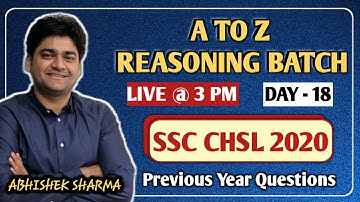 SSC CHSL ||  Reasoning PYQs for SSC CHSL  || Reasoning by Abhishek Sharma