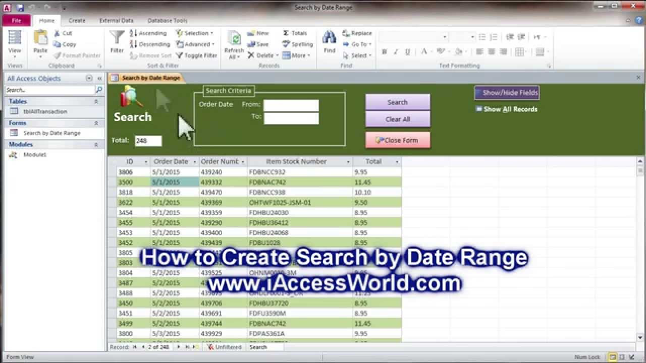  Update How to Create Search by Date Range: MS Access