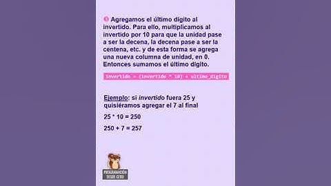 Algoritmo para invertir un número entero, paso a paso