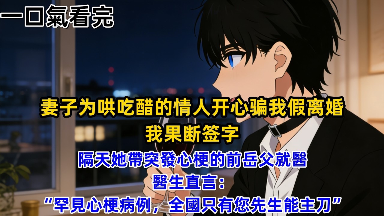 【一口氣看完】妻子为哄吃醋的情人开心骗我假离婚，我果断签字后连夜出国，隔天她带突发心梗的前岳父就医，医生直言：“罕见心梗病例，全国只有您先生能主刀”。