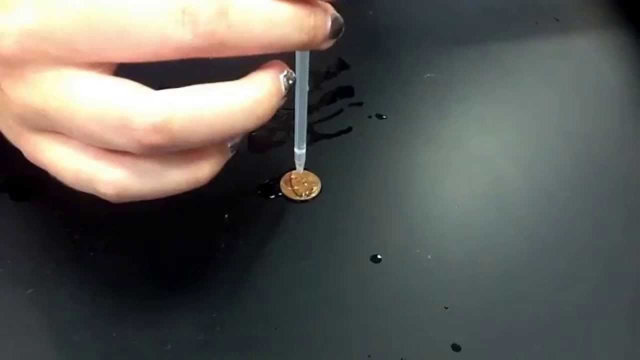 How many water droplets on a penny - YouTube