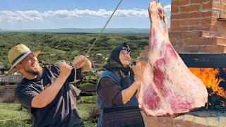 Edge of Wilderness: COOKING HUGE BULL THIGH In Oven | Hard Village Life | Cow Leg Recipe