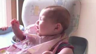 Baby Sara Making Funny Faces Eating Pears For The First Time