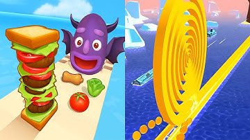 Sandwich Runner VS Spiral Roll - All Levels Gameplay Android iOS Ep 2