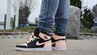 jordan 1 black crimson tint on feet