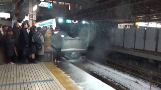 大雪でホームに人があふれる非常に危険な品川駅に接触すれすれで到着する京浜東北線南行E233系 大雪でホームに人があふれる非常に危険な品川駅に接触すれすれで到着する京浜東北線南行E233系