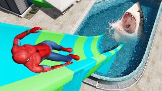 GTA 5 - Water Ragdolls Spider-Man #1 (Euphoria Physics | Funny Moments)