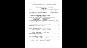 FORMAL LANGUAGES AUTOMATA THEORY QUIZ PAPER